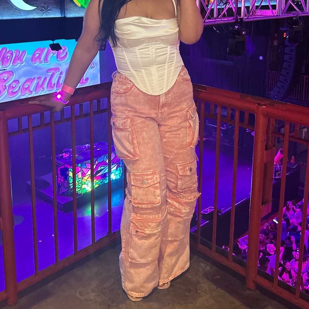 Pink cargo jeans